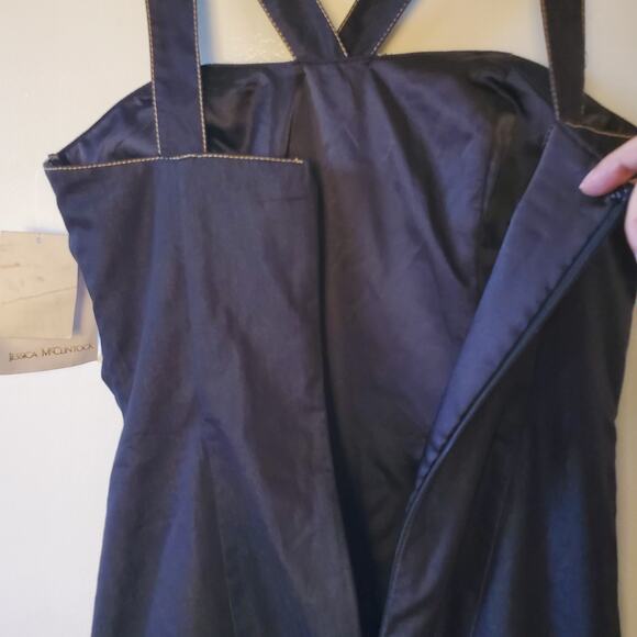 Jessica McClintock Sheath Dress Rouched Stiched Deep Blue Sz 10 Y2K Body Con - Picture 5 of 9